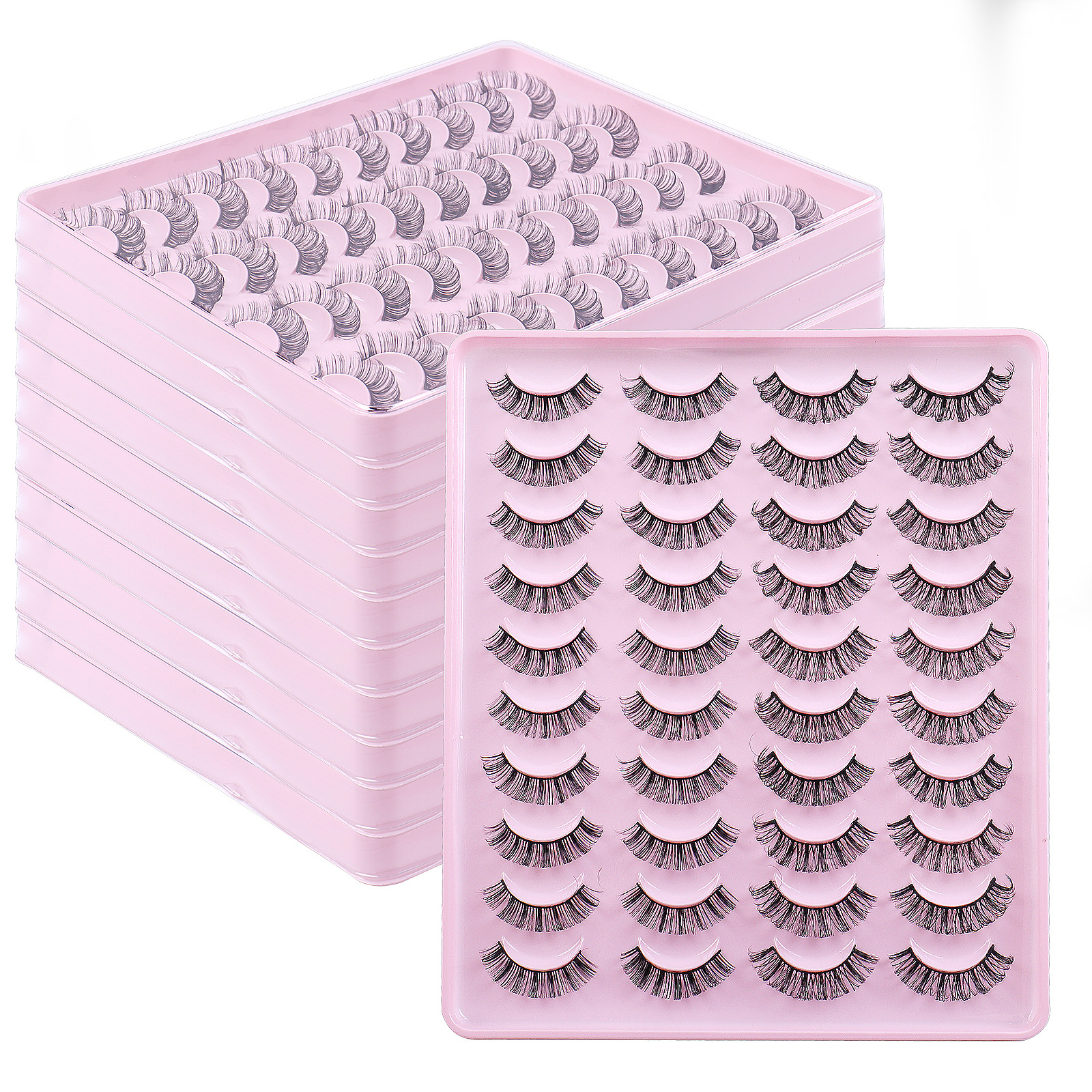 Russian Curly Eyelashes Thick Naturally Soft Delicate Hand Made Reusable Multilayer 3D Curled Fake Lashes Extensions Beauty Supply-image-903013236
