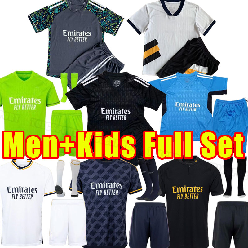 Hommes Enfants Ensemble complet Real Madrid Soccer Jerseys 23/24 Chemise de football VINI ALABA CAMAVINGA MODRIC VINICIUS RUDIGER 2023 2024 BELLI