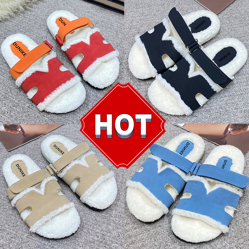 Chypre Slippers Shearling Slides Women Fur Sandals Luxury Designer Womens Sheep Wool Plush Fluffy Furry Slipper Warm Winter Flat Fashion Trendy Slip
