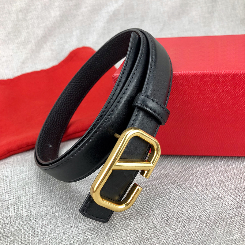 Designer Thin Belt Genuine Leather Belts for Woman Classic Smooth Buckle Black Brown Color-image-903237600