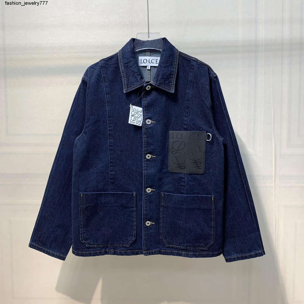 women jackets Nanyou High Quality 2023 spring Autumn New LO.E Denim Coat Front Chest Leather Pocket Loose Casual Men&#039;s and Women&#039;s Fash-image-903411345