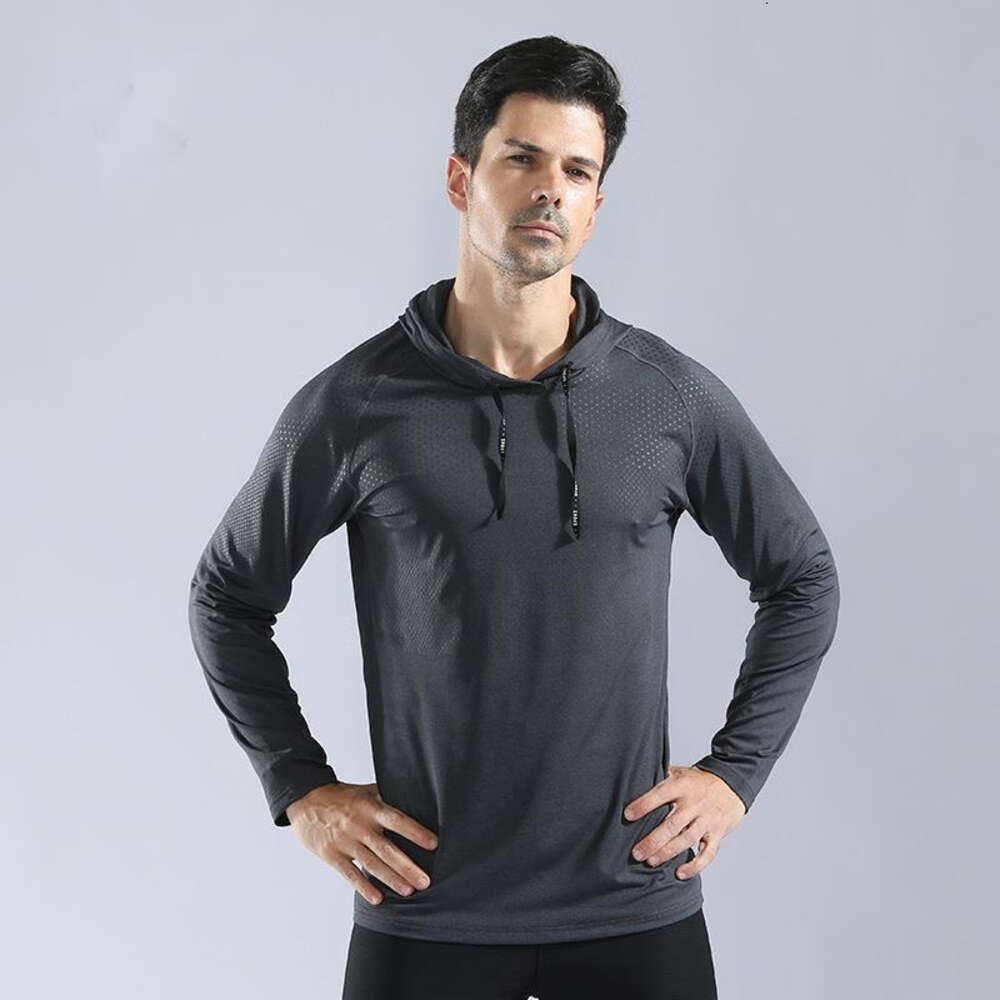 Men's Autumn Winter Hooded Sweaters with High Elasticity and Quick Drying Fitness Sweatshirts Running Training Clothes Sportswear T-shirts ba0