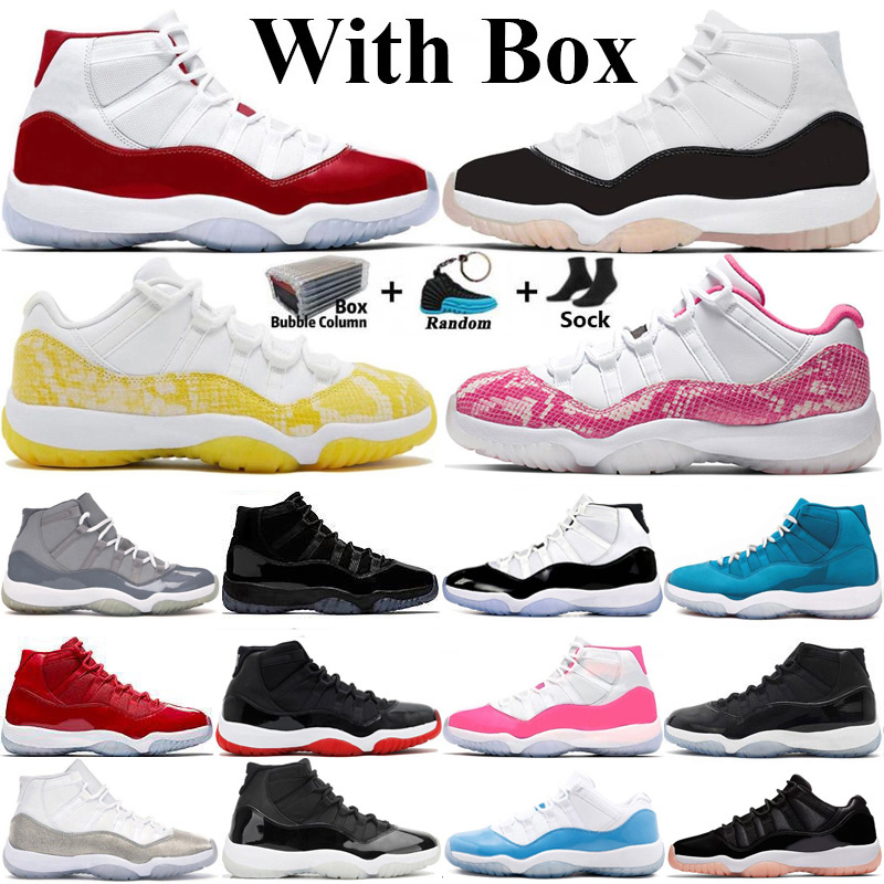 With Box Men Women Basketball Shoes High Neapolitan Cherry Cool Grey Bred Olive Metallic Silver Low Pink Yellow Snakeskin Mens Trainers Sneakers