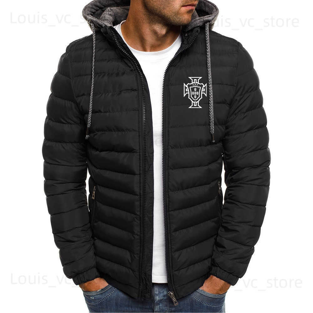 Vestes masculines Football Portugal 2023 Nouveau homme d'automne et d'hiver Couleur solide en coton Imprimée à sweats à capuche de mode décontrac