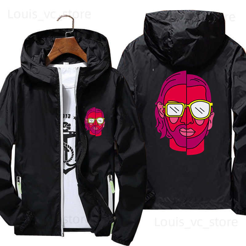 Men's Jackets Le Monde Chico Album PNL Windbreaker Zipper Men's Sports Pilot Thin Reflective Sunscreen Skin Jacket Coat Plus Size Tops