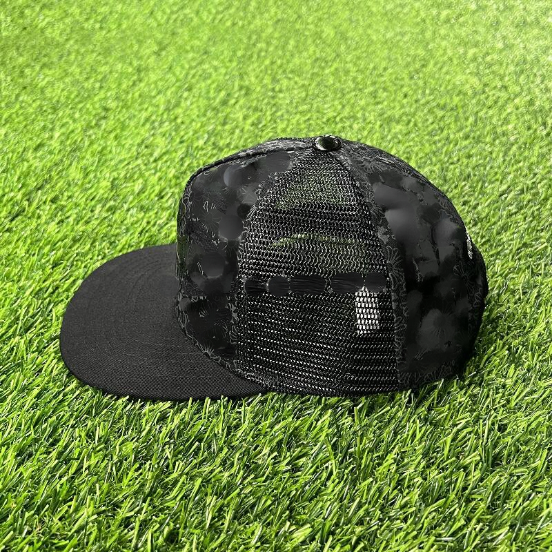 Trendy Unisex Ball Caps PU Leather Full of Crosses Printed Flat Brim Cap Outdoor Visor-image-903761179