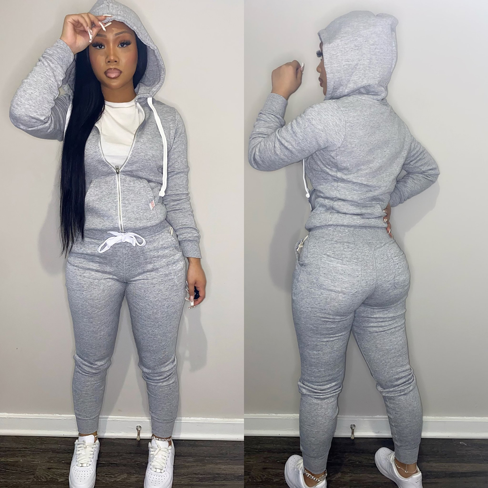 Women's Tracksuits Simple Sweatshirt 2 Piece Set Women Tracksuit Autumn Winter Solid Casual Outfit Sport Suit Long Sleeve Hoodie CoatJogger Pan