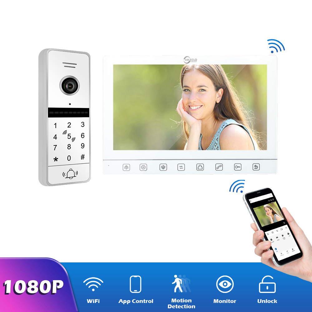 Anjielosmart Tuya 10 pouces vidéo sonnette système d'interphone caméra de contrôle d'accès dispositif de sécurité intelligent déverrouillage d'ap
