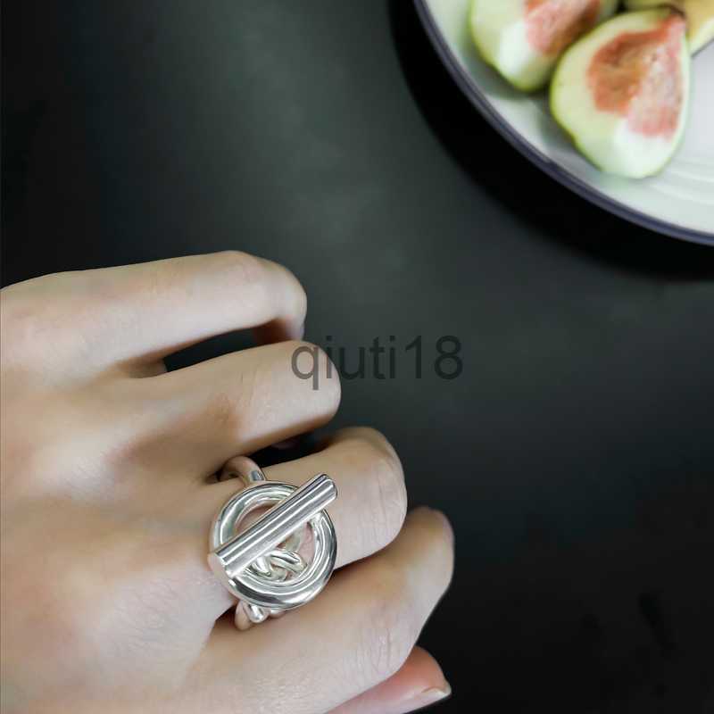 Band Rings Croisette European and American S925 Sterling Silver Chain Ring Cold Style Ins Light Luxury High Sense Ring Female Trend x0920