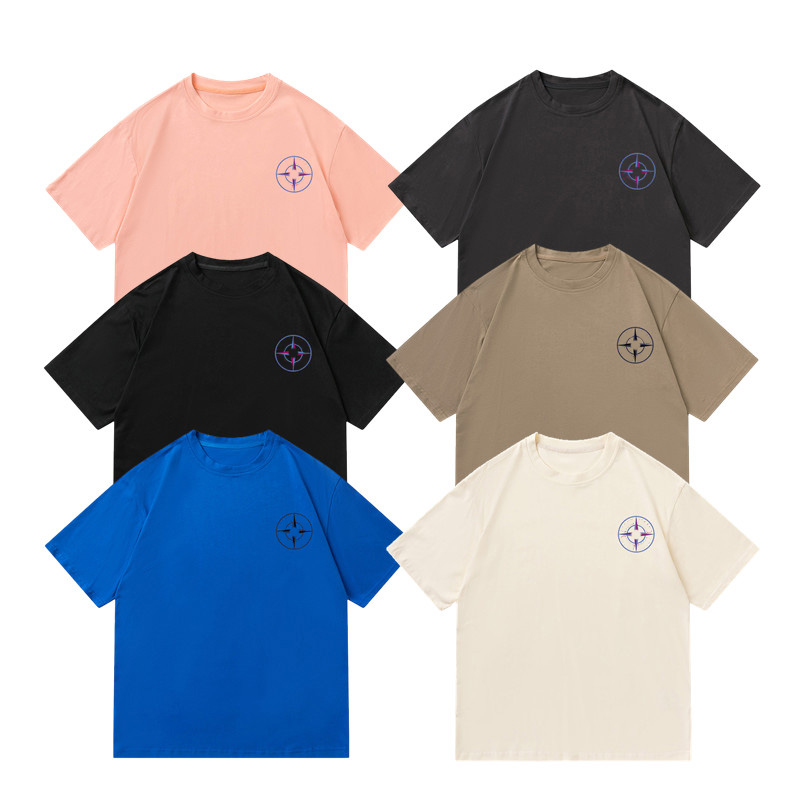 2023 Designer 5A Quality Stones T-shirt Summer Men's and Women's Breathable Loose Short Sleeve Letter Street Fashion Campus Cotton Islands