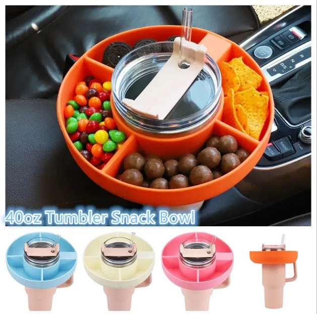 Wholesale! 4 Colors 40oz ECO Friendly Snack Plate Silicone Reusable Tumbler Snack Bowl Suit For All 40oz Tumblers LG13