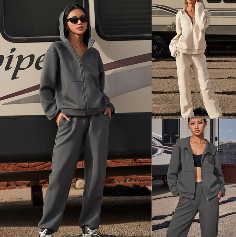 Survêtements pour femmes 2023 automne nouvelle couleur unie sport décontracté ensemble pour femmes Cardigan pull femmes deux pièces ensemble