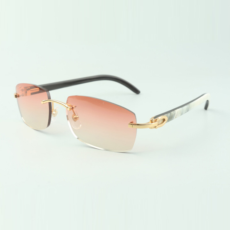 Direct sales buffs horn sunglasses 3524026 with natural mixed buffs horns legs designer glasses size: 56-18-140 mm-image-904163152