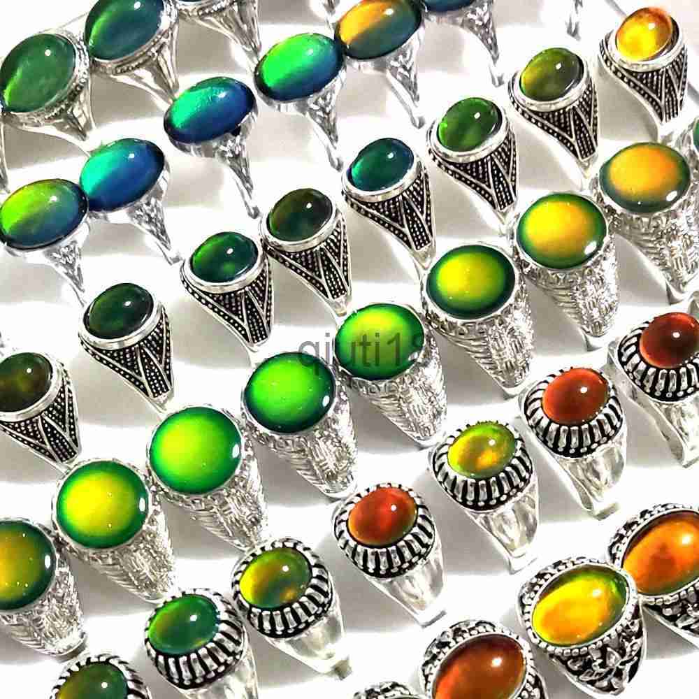 Band Rings Anneaux de bande 20 50 pcs homme femme changement de couleur humeur émotionnelle sensible à la température émaillé mâle femelle mode B