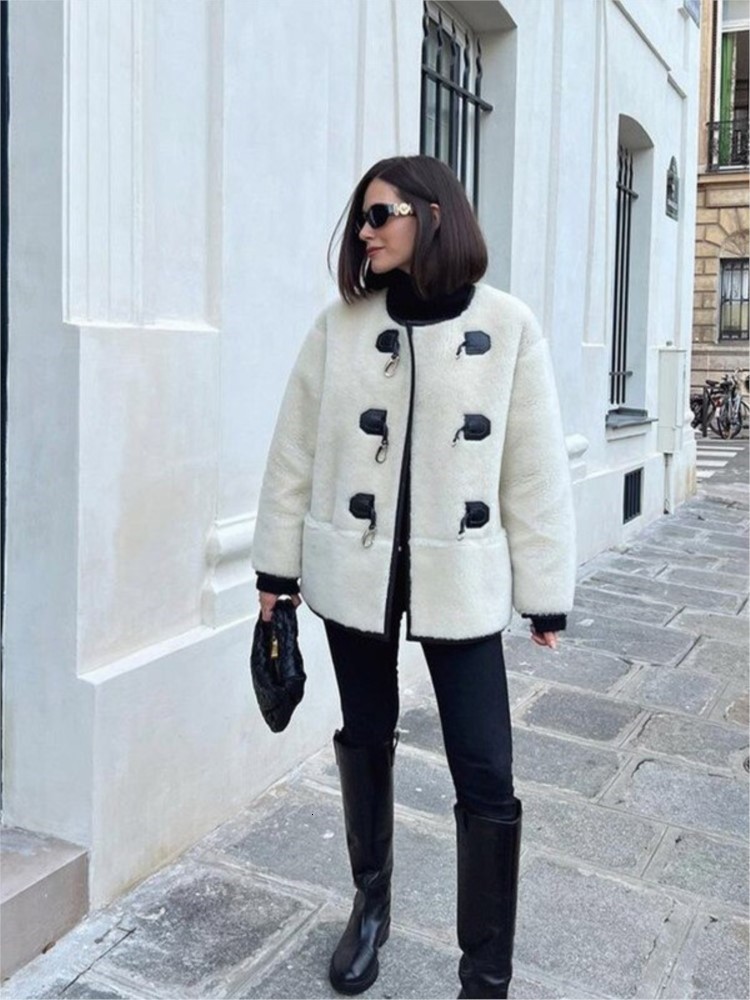 Women's Jackets Long Sleeves Faux Fur Fleece Jacket Women Singlebreasted Warm Coat 2023 Fall Winter Fashion Female Street Outwears 230919
