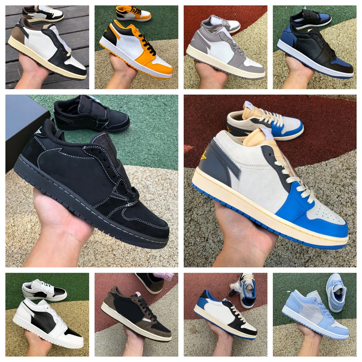 Chaussures de basket basses Design bas Chaussures de course pour hommes Baskets de mode en plein air pour femmes avec boîte Baskets à bout noir J
