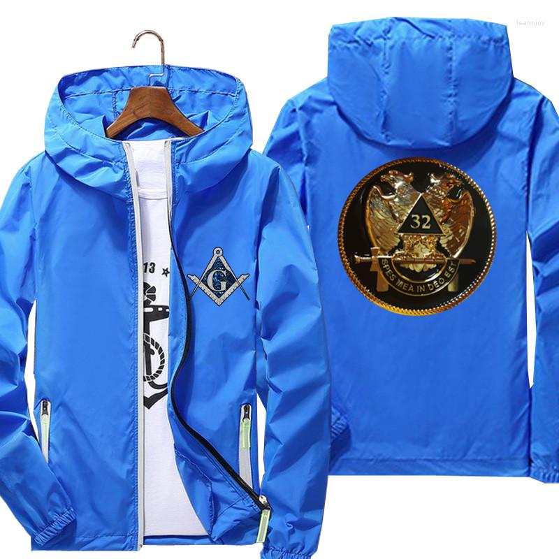 2026 Men's Jackets Freemason Masonic Scottish Rite 32Nd Degree Zipper Thin Windbreaker Bomber Hooded Jacket Male Hip Hop Pilot Coat Oversized
