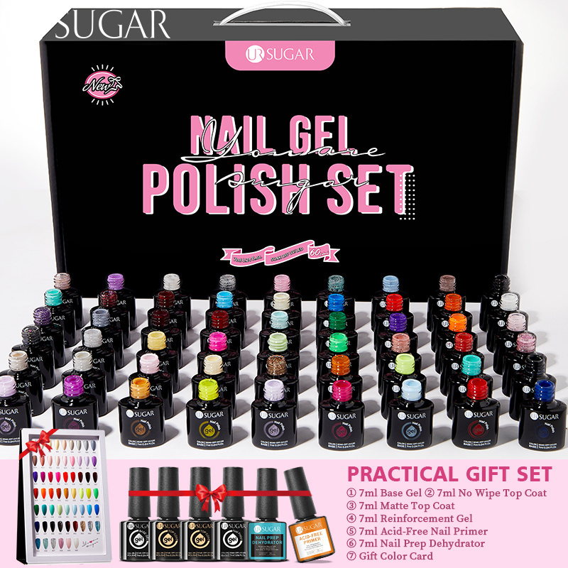 Kits d'art d'ongle UR SUGAR 60 couleurs Kit de vernis à gel UV LED Vernish Envoyer 6pcs Base fonctionnelle Top Ensemble complet Apprenant 230921