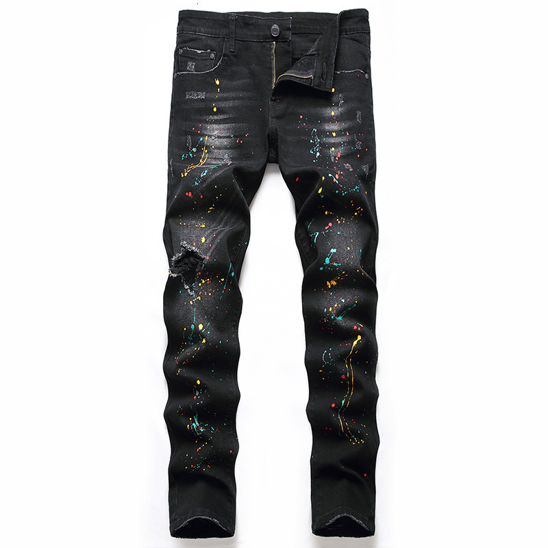 Mens Jeans Black Trousers Regular Version Hole Large Size Personality Trendy Pants European And American Denim mens Elastic 230921