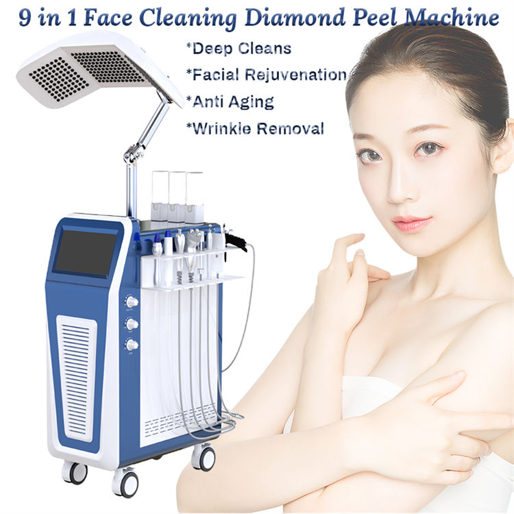 Professional 9 in 1 dermabrasion oxygen jet peel vacuum deep face cleaning spa machine