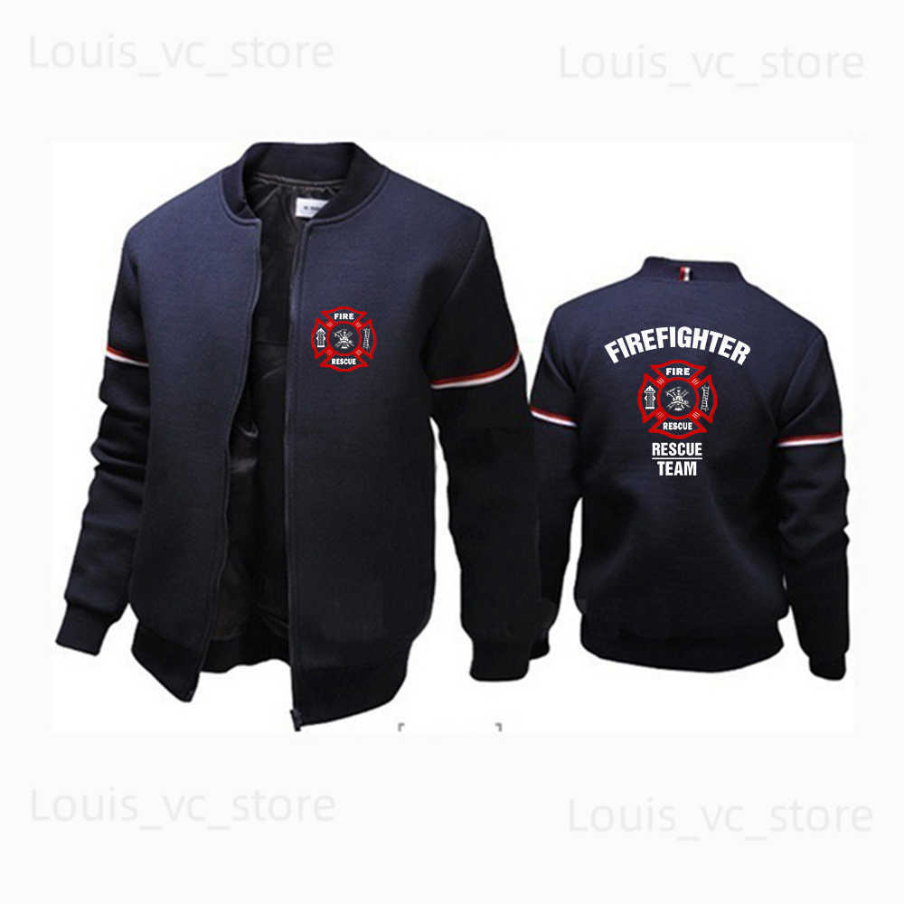 Sweats à capuche pour hommes Sweatshirts Pompier Rescue Team Impression Mode 2023 Nouvelle veste de vol pour hommes Col rond Solide Coton Manches