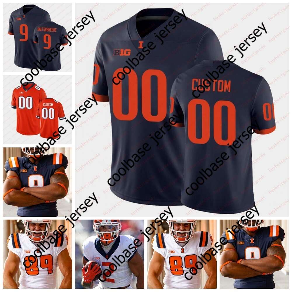 2023 New Custom Illinois Fighting Illini Football Jersey Jartavius Martin 30 Sydney Brown 31 Devon Witherspoon Illinois Jerseys Stitched
