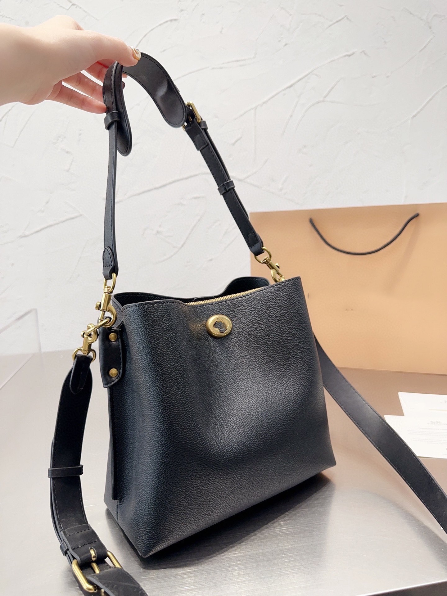 Handbags Totes Bucket Handheld One Shoulder With Litchi Pattern Women Fashion Shopping Satchels Leather Hobo Handbag Crossbody Messenger Bag F7f