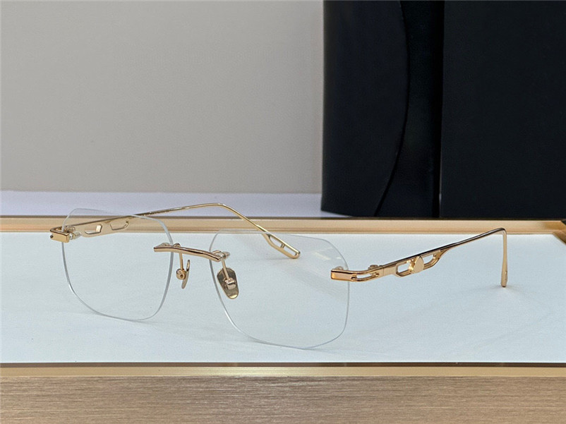 New fashion prescription eyeglasses THE ULTIMATE classic rimless square shape K gold frame optical glasses simple business style eyewear with cas-image-905327475