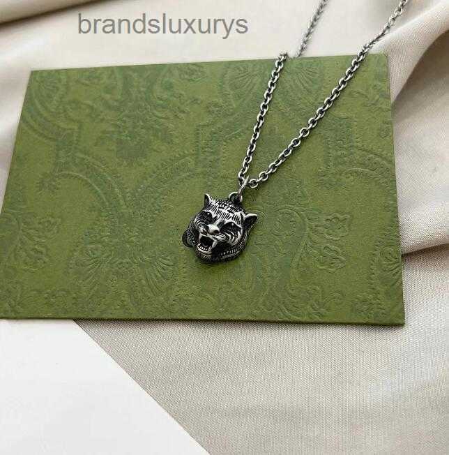 Luxury 925 Sterling Silver Choker Necklace Designer Tiger Jewelry Cuban Chain Stainless Steel Double Letter Wolf Pendants for Men hip hop