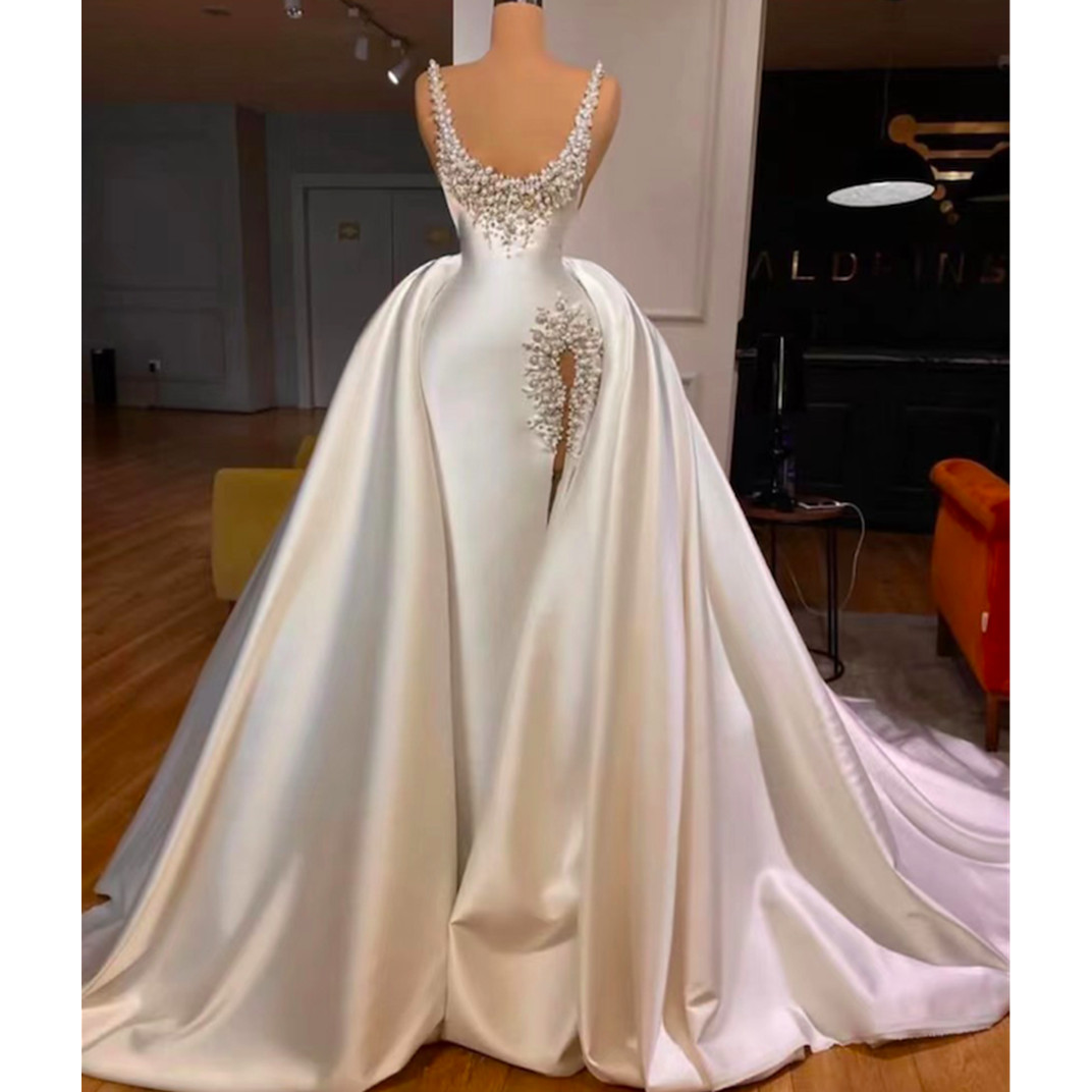 Blush rose robes de mariée une ligne manches longues dentelle Applique Illusion Scoop col transparent sur mesure robe de mariée vestido de novia