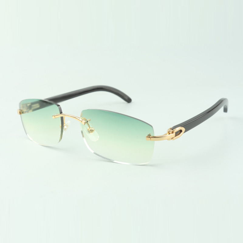 Direct sales buffs horn sunglasses 3524026 with natural black buffs horns legs designer glasses size: 56-18-140 mm-image-905302814