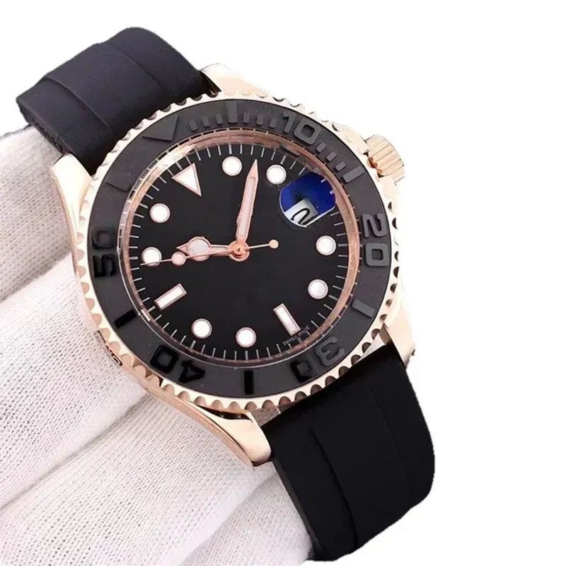 Montres pour hommes Mouvement de montre automatique Dalmor marron en or rose Céramique Céramique Two-Tone Insérément en acier inoxydable Bracelet