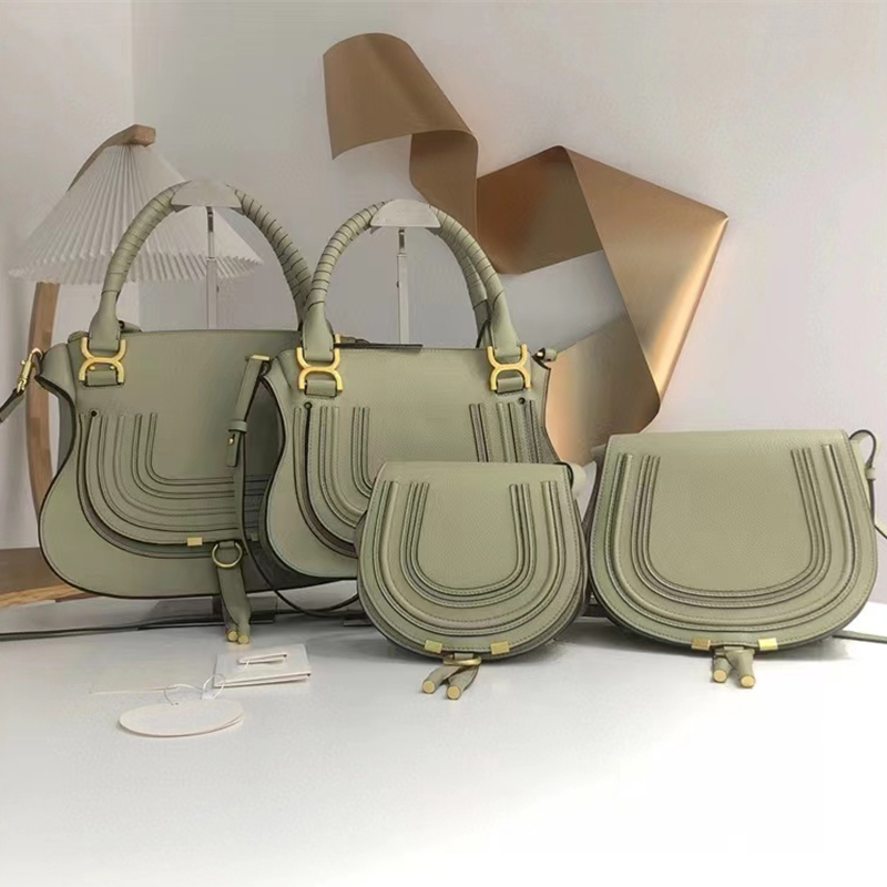 Marcie Small Double Carry Bag Saddle Stitches Grained Leather Fashion Luxurys Designer Woman Shoulder Bags Tote Oblique Crossbody