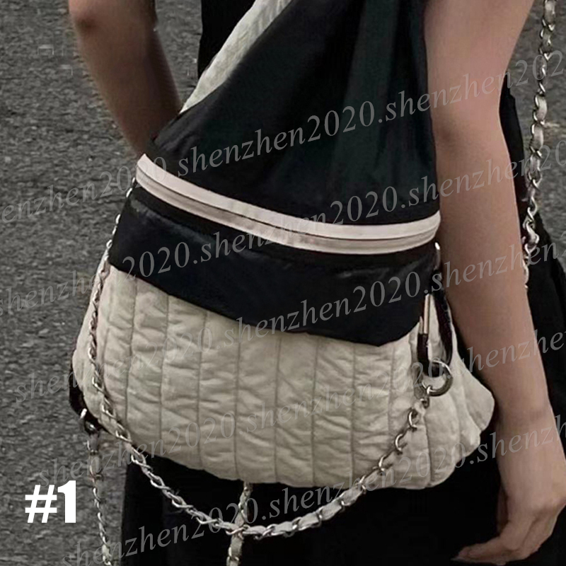 Fashion Women's Chain Backpack Nylon Fabric Storage Bags Travel Bag-image-905415771