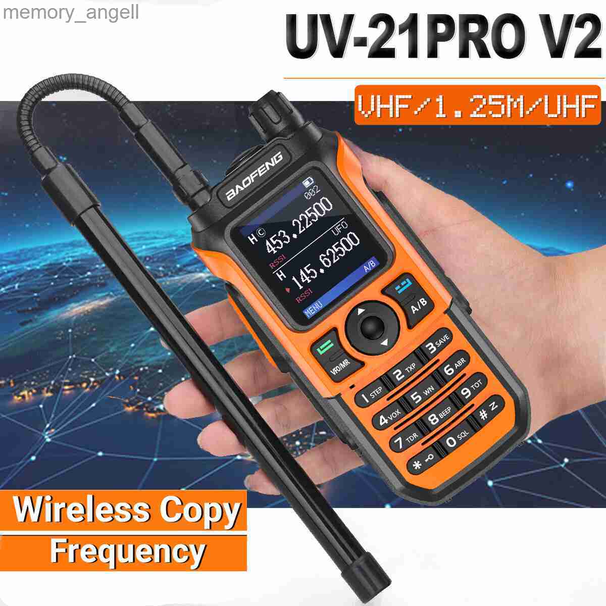 Walkie Talkie Baofeng UV-21 Pro V2 Ham Walkie Talkie Long Range Wireless Copy Frequency Tri-Band Two Way Radios Type-C Charger UV 5R 16KM 1L26052-image-905381969