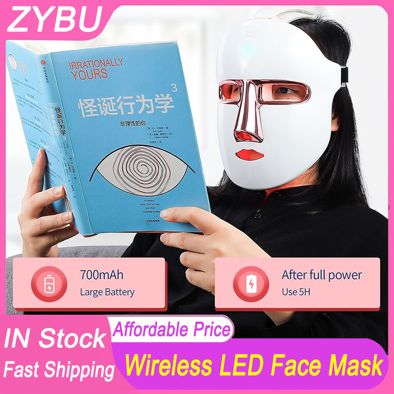 New Arrival LED Facial Mask 7 Colors Light Phototherapy Face Mask Anti Acne Whitening Red Light Therapy Mask Skin Beauty Treatment Wireless USB Char