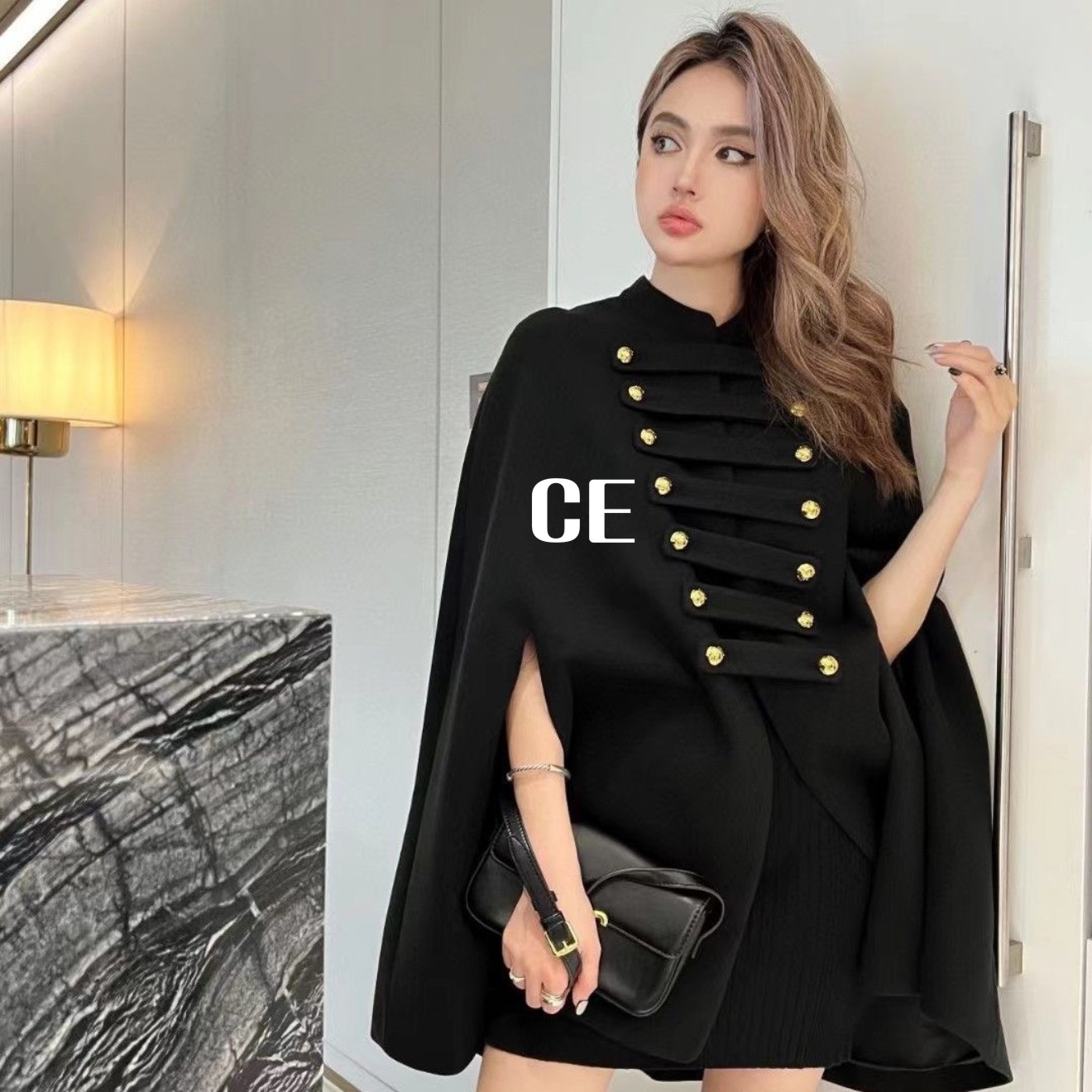 designer womens cape boutique trench coat french jackets longsleeved winter clothe cloak coats temperament outerwear shawl christmas plus size ov