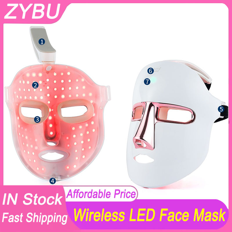 Photon Color Lights Led Photon Rejuvenation Wireless Led Facial Mask 7 Colors Light Therapy Face Mask Anti Aging Acne Treatment Skin Rejuvenation
