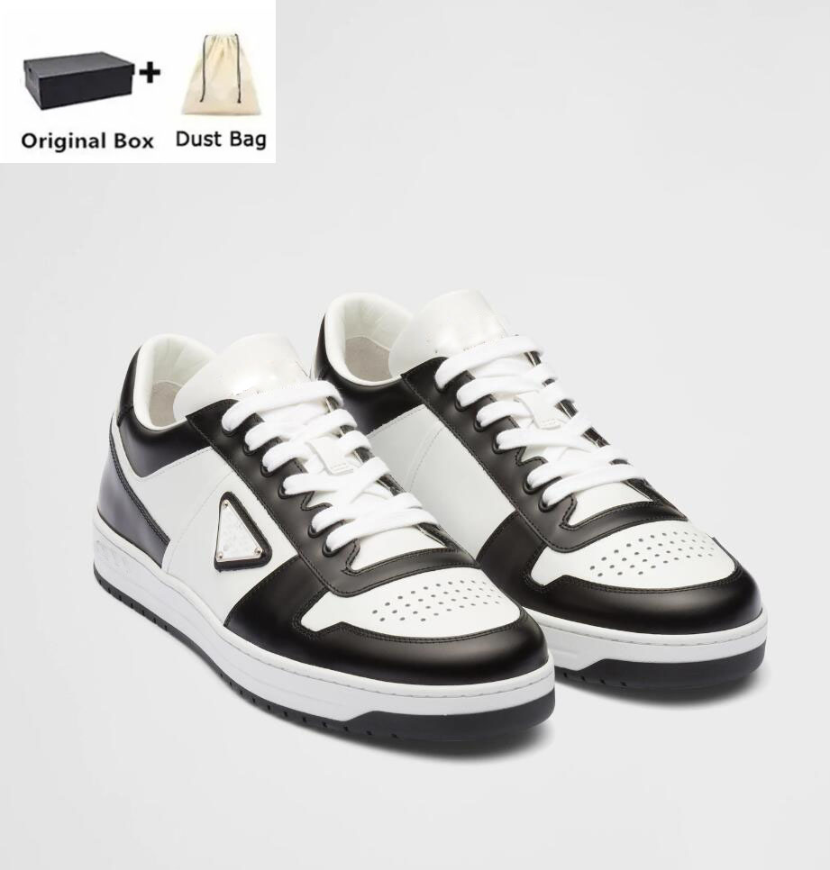 23SS Downtown Leather Sneakers Shoes Men Technical Fabric Re-Nylon Runner Outdoor Sports Chunky Rubber Sole Casual Walking EU38-46 Original Box