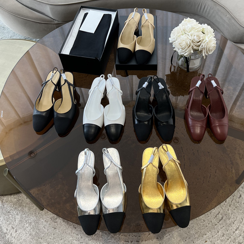 Slingbacks Escarpins Chaussures habillées 100% cuir véritable Femmes Mules Designers EU34-43 Luxe Chèvre Gros-grain Bout Capuchon Talon Mocassin