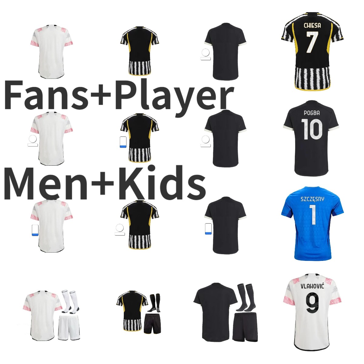 DI MARIA VLAHOVIC maillots de football 23 24 MILIK KEAN POGBA CHIESA McKENNIE LOCATELLI gardien de but SZCZESNY 2023 2024 hommes enfants uniforme