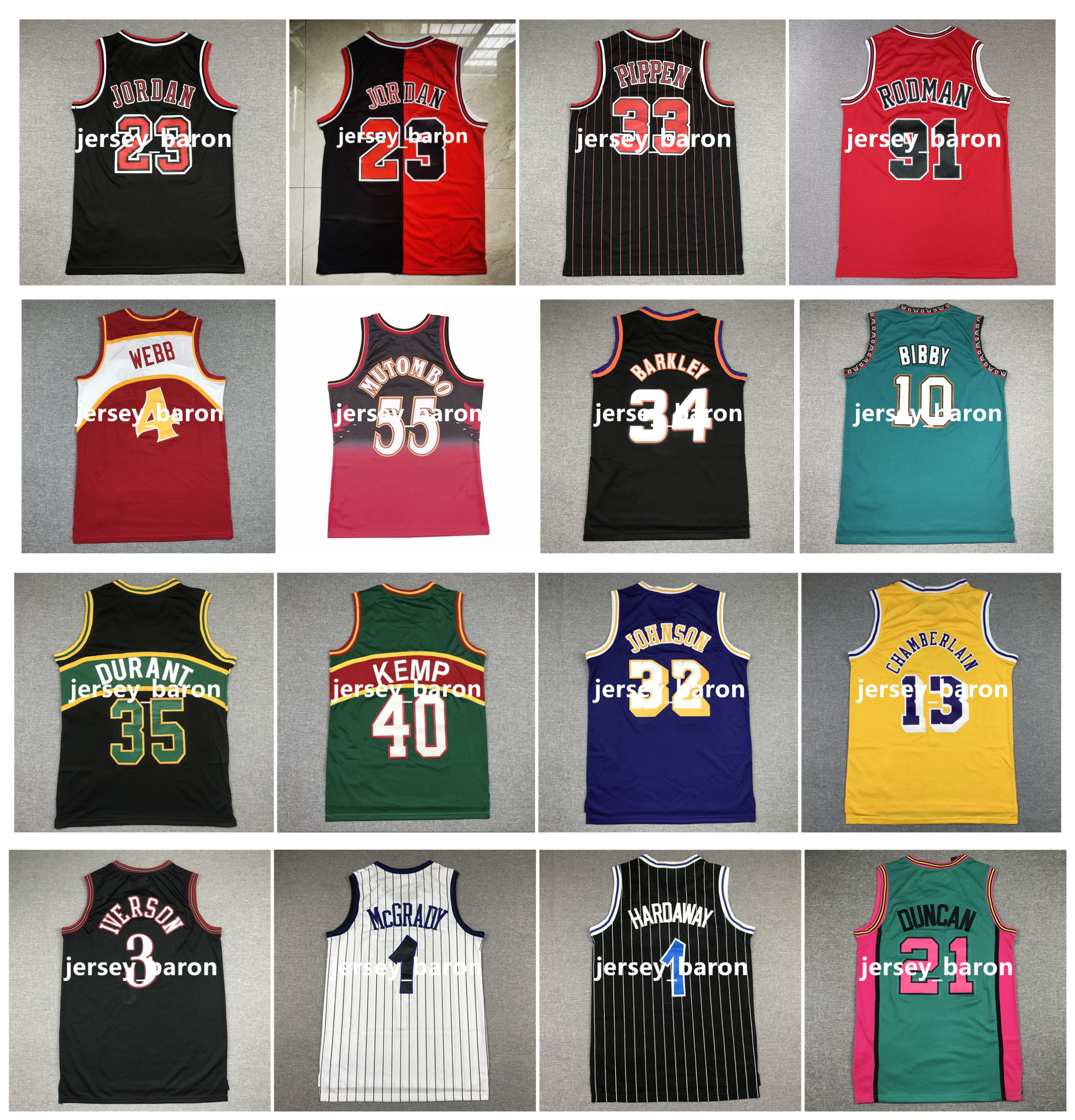 Michael Jor dan Scottie Pippen Basketball Jerseys Dennis Rodman Tracy McGrady Penny Hardaway Grant Hill Mike Bibby Dirk Nowitzki Allen Throwback-image-905724155
