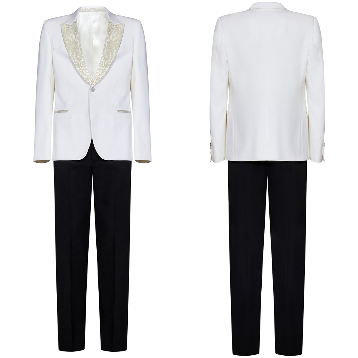 Beaux smokings de mariage hommes costumes 2 pièces tissage jacquard veste à revers à pointe un bouton poches personnalisées manteau de marié pant