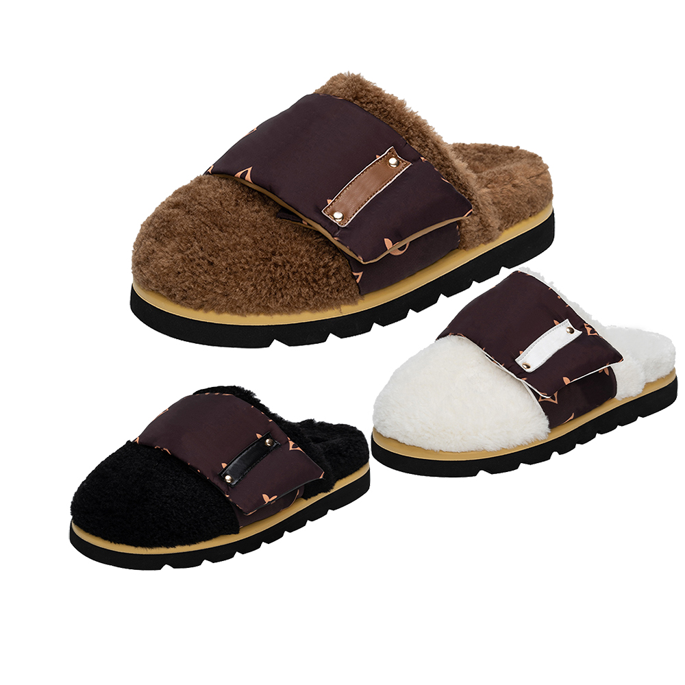 Designer Fur House Slippers For Women Luxury fuzzy Sandals Home Furry Slides Flat Sandal Female Cute Fluffy flip flops for women&#039;s shearling-image-905761597