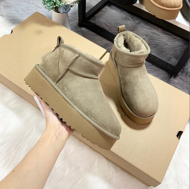 Femmes fourrure cheville bottes de neige femmes Mini 5854 fond épais chaud châtaigne coton bottes