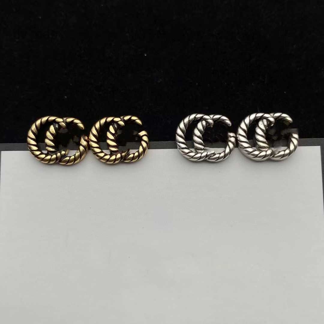 2022 Designer de luxe High Studs Marque de qualité Lettres d'or et d'argent avec boucles d'oreilles en diamant Fête des femmes Mariage Couple Cad