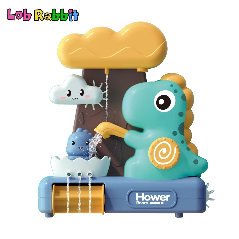 Jouets de bain Amusant dinosaure enfants jouets de bain dessin animé animal rotatif ventouse roue à eau arroseur bébé salle de bain baignoire dou
