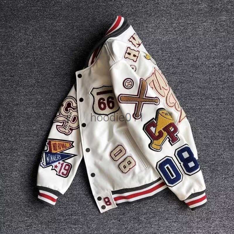 Men's Jackets Y2K Baseball Uniform Jackets retro trend leather jacket Multi-letter embroidery white short coat 2023 Men's spring and au-image-906135806