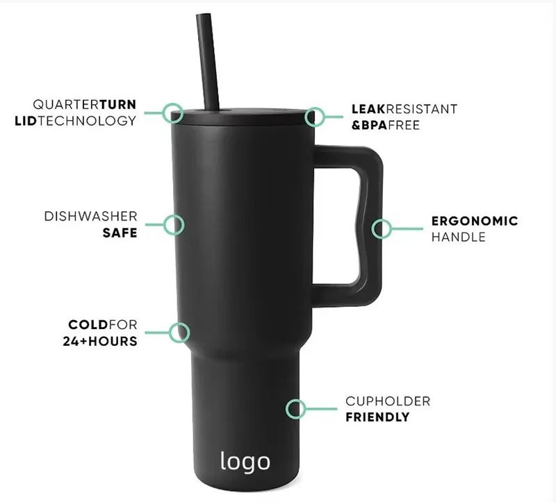 Simple Modern 40oz tumbler with handle lid straw 40oz Insulated Travel Mug Beer Mug Outdoor Camping Cup Vacuum Insulated Drinking Tumblers