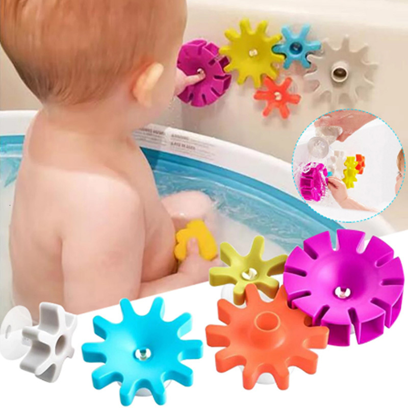 Jouets de bain Montessori bébé jouets de bain ventouse engrenage Rotation jouets coloré filature roue à eau jouets bébé eau jouet pour 0 12 mois